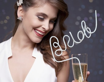 White Bride Straw Bachelorette Party Supplies, Upominki na wieczór panieński, Wieczór panieński, Prezent dla panny młodej, Dekoracje na wieczór panieński, Wieczór weselny