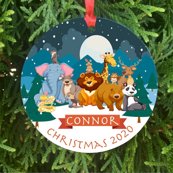 Personalized Kids Christmas Ornament, Children's Christmas Ornament, Animal Ornament, Custom Ornament, Christmas Ornament, Stocking Stuffer