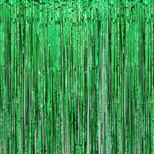 Green Bachelorette Party Foil Curtains, Christmas Foil Curtains, Metallic Fringe Tinsel, Birthday Backdrop, St. Patrick's Day Foil Curtain