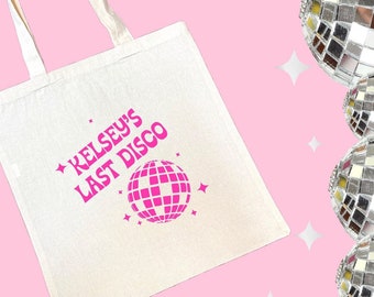 Last Disco Bachelorette Party Favor Tote Bags, Bridesmaid Gift Bag, Bridal Shower Party Favor Bags, Hen Party Bags, Personalized Tote Bag