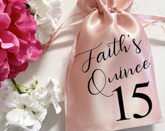Quinceanera Favor Bags, Quince Party Favor Bag, Quinceanera Party Favor, Birthday Party Favor, 15th Birthday Party Favor Bags, Rose Gold 15