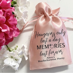 Hangovers Last a Day Memories Last Forever, Bachelorette Party Favor Bags, Hangover Kit,Recovery Kit, Bridal Shower Bags, 21st Birthday Bags