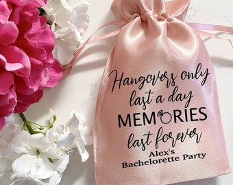 Hangovers Last a Day Memories Last Forever, Bachelorette Party Favor Bags, Hangover Kit,Recovery Kit, Bridal Shower Bags, 21st Birthday Bags