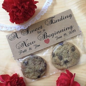 A Sweet Ending to a New Beginning, Bag Toppers, Wedding Favors, Bridal Shower Favors, Wedding Donuts, Wedding Treat Bags, Wedding Cookies