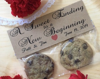 A Sweet Ending to a New Beginning, Bag Toppers, Wedding Favors, Bridal Shower Favors, Wedding Donuts, Wedding Treat Bags, Wedding Cookies