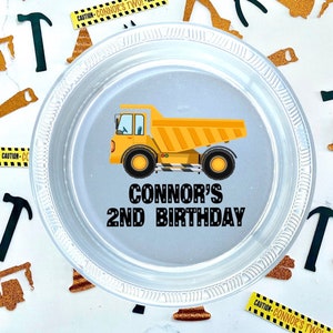 Personalized Construction Party Plates, Construction Party Decorations, Construction Favors, Construction Birthday Theme, Personalized Plate