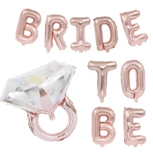 Bride to Be Balloon Banner, Bachelorette Party Decorations, Bachelorette Party Banner, Rose Gold Bridal Shower Sign, Hen Party, Ring