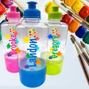 Paint Party Kids Water Bottles Personalized, Team Gifts, Paint Birthday Party Favors, Name Water Bottle, Paint Party Cups, Art Birthday