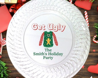 Personalized Ugly Sweater Party Plates, Ugly Sweater Party Decorations, Ugly Sweater Favors,  Christmas Party Decor, Holiday Party Plates