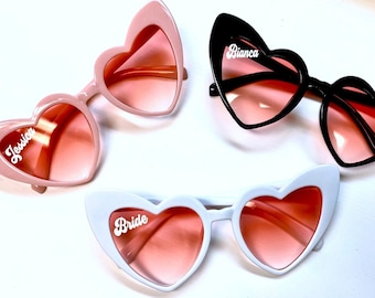 Personalized Bachelorette Party Sunglasses, Heart Sunglasses, Bachelorette Party Favors, Bridal Shower Sunnies, Bride To Be Gift, Bridesmaid