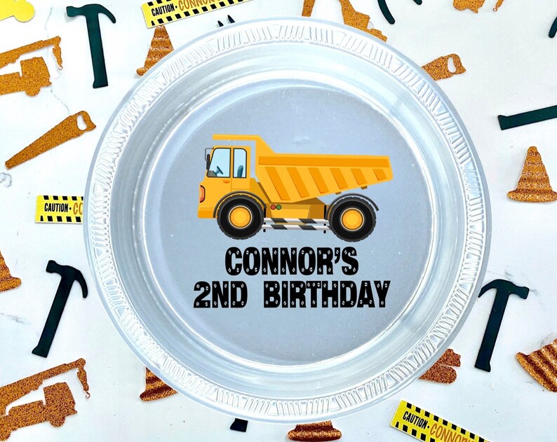 Personalized Construction Party Plates Construction Party Decorations Construction Favors Construction Birthday Theme