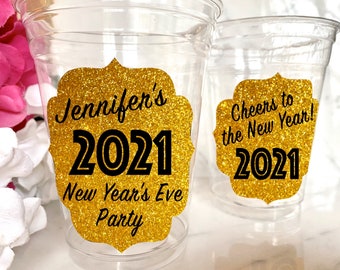 New Years Eve Cups, New Years Eve Party Favors, New Years Party Cups, NYE Party Decor, 2022 Cups, New Years Cups, 2022 Toast Cups, NYE Cups