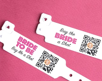 Pulseras de código QR Venmo, pulseras impermeables, suministros para despedidas de soltera, comprarle una bebida a la novia, cumpleañera, pulseras Venmo, favor QR