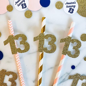 13th Birthday Paper Straws, Thirteenth Birthday Paper Straws, 13th Birthday Party, 13th Birthday Decor, Thirteen Straws, 13th Birthday Straw