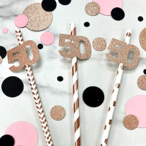 50th Birthday Paper Straws (Qty 10), Fifty Paper Straws, 50th Birthday Party, 50th Birthday Straws, 50 Straws, Party Decor, Fifty & Flawless