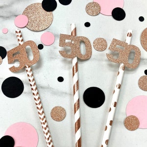 50th Birthday Paper Straws (Qty 10), Fifty Paper Straws, 50th Birthday Party, 50th Birthday Straws, 50 Straws, Party Decor, Fifty & Flawless