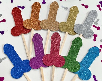 Bachelorette Party Penis Cupcake Toppers Picks, Dick Cupcake Toppers, Divorce Party Hen Party Same Penis Forever Decor Gay Bachelorette