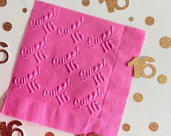 Sweet 16 Napkins, Sweet 16 Party Napkins, Sweet 16 Favors, Sweet 16 Party Decor, Sweet 16 Decorations, Sweet Sixteen, 16th Birthday Party