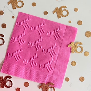 Sweet 16 Napkins, Sweet 16 Party Napkins, Sweet 16 Favors, Sweet 16 Party Decor, Sweet 16 Decorations, Sweet Sixteen, 16th Birthday Party