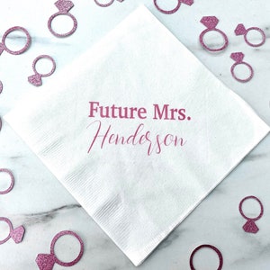 Personalized Bridal Shower Napkins, Future Mrs., Bachelorette Party Napkins, Hen Party, Bridal Shower Decor, Engagement Party