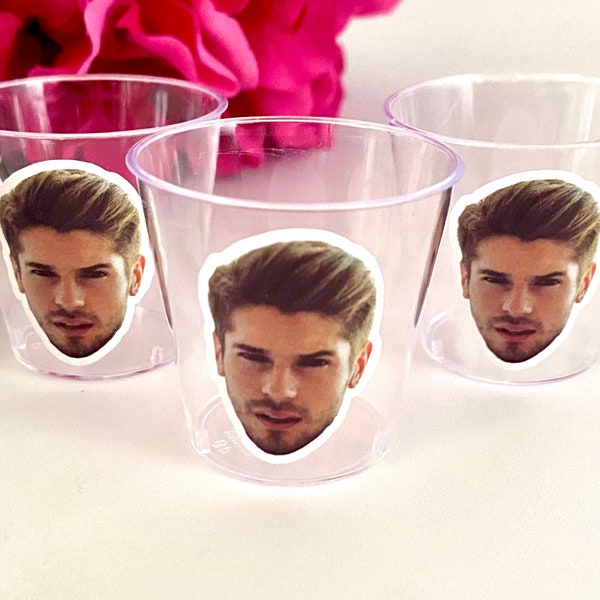 Bachelorette Party Face Shot Glasses, Bachelorette Groom Cups, Engagement Party, Head on a Stick, Fiancé Funny Gag Gift Favors Head Confetti