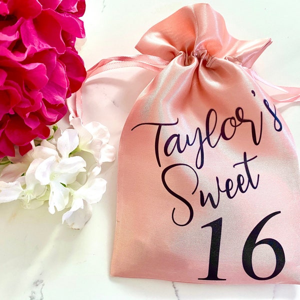 Sweet 16 Favor Bags, Sweet Sixteen Party Favor Bag, Sweet 16 Party Favor, Birthday Party Favor, 16th Birthday Party Favor Bags, Rose Gold 16