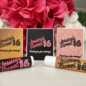 Sweet Sixteen Lip Balm Favor Label, Sweet 16 Party Favor, 16th Birthday Party Favors, Lip Balm Favor, Sweet Sixteen Favors, Sweet 16 Favors