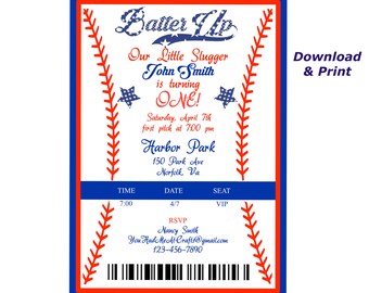 Baseball Birthday Party Invitation, Printable Baseball Invitation, Downloadable Baseball Invitation, Baseball Birthday, Baseball Invitation