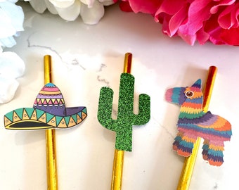 Final Fiesta Paper Straws, Last Fiesta, Bachelorette Paper Straws, Fiesta Paper Straws, Hen Party Straws, Bridal Shower, Cactus, Piñata