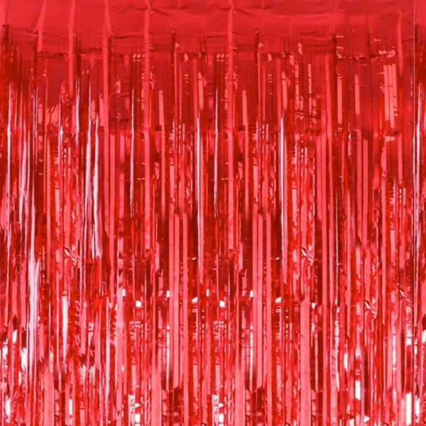 Red Bachelorette Party Foil Curtains, Christmas Party Foil Curtains, Metallic Fringe Tinsel, Birthday Backdrop, Valentine's Day Foil Curtain