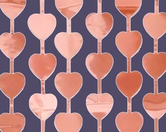 Rose Gold Bachelorette Party Heart Foil Curtains, Wedding, Metallic Fringe, Bachelorette Photo Backdrop, Birthday Backdrop, Valentine's Day