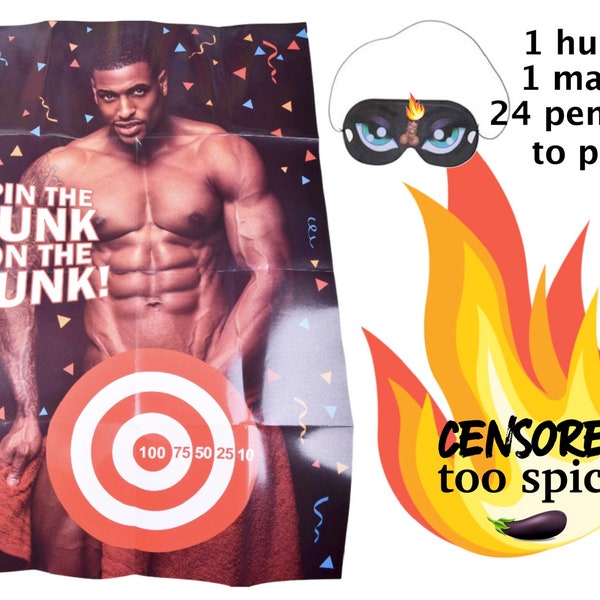 Pin the Junk on the Hunk Bachelorette Party Game, Bachelorette Favors, Hen Party Games, Bachelorette Penis, Girls Night Out Games, African