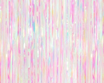 Iridescent Foil Curtains, Bachelorette Party Foil Curtains, Birthday Backdrop, Hen Party, Bridal Shower Photo Booth Fringe, Unicorn, Wedding