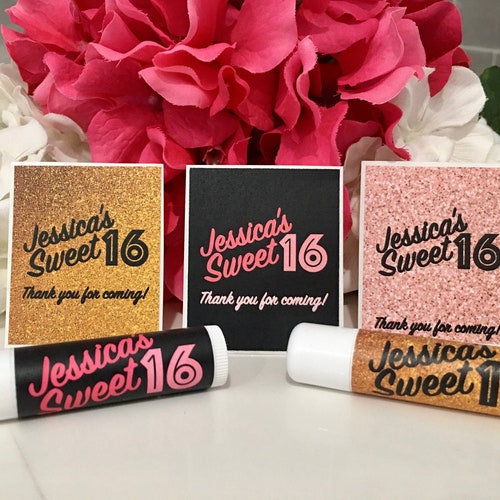 Sweet 16 Favors Birthday Party Favor Custom Lip Balm Etsy