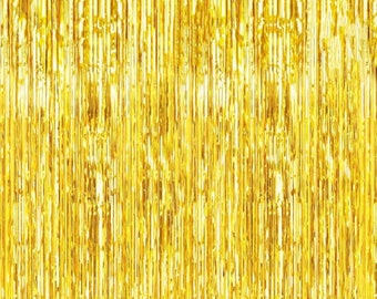 Gold Bachelorette Party Foil Curtains, Birthday Photo Backdrop, New Year's Eve Backdrop, Gold Metallic Fringe Tinsel, Graduation Backdrop