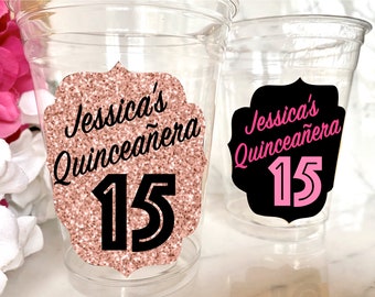 Quinceanera Cups, 15th Birthday Cups, Quince Drinkware, Quinceanera Favors, 15th Birthday Party, 15th Bday, Quinceanera Decor, Party Supply