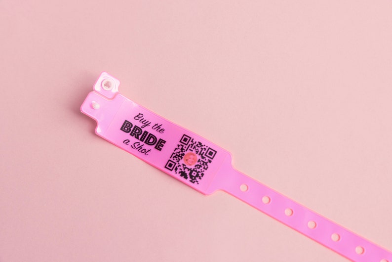 Venmo QR Code Bracelets, Waterproof Wristbands, Bachelorette Party Supplies, Buy the Bride a Drink, Birthday Girl, Venmo Bracelets, QR Favor Pink