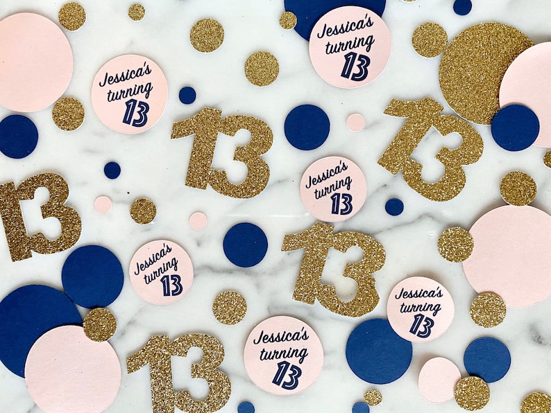 13th Birthday Confetti, Personalized Confetti, Thirteenth Birthday Party Decor, 13th Birthday Party Decorations, 13th Birthday Table Decor image 1