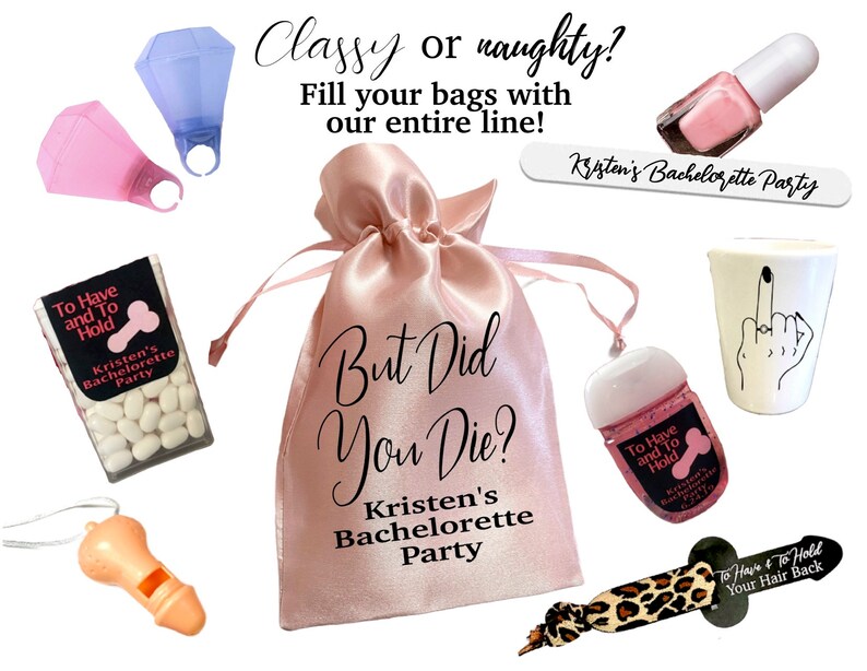 But Did You Die Bachelorette Party Favor Bags, Oh Shit Kit, Hangover Kit, Bridal Shower Favor Bags, Hen Party Bags, 21st Birthday Favor Bags zdjęcie 3
