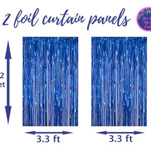 Blue Bachelorette Party Foil Curtains, Birthday Photo Backdrop, Blue Metallic Fringe Tinsel, Mermaid Foil Curtain, Under the Sea Backdrop image 2