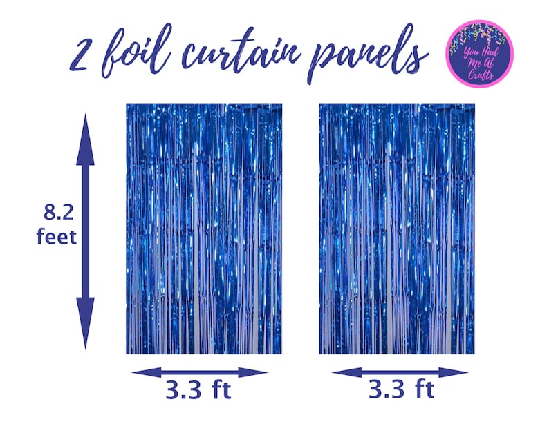 Blue Bachelorette Party Foil Curtains, Birthday Photo Backdrop, Blue Metallic Fringe Tinsel, Mermaid Foil Curtain, Under the Sea Backdrop image 2