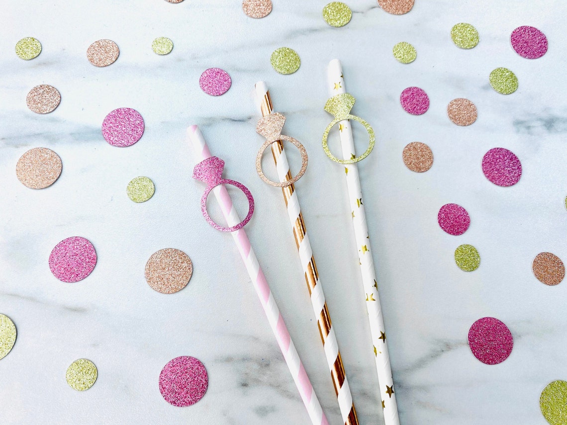 Ring Paper Straws Engagement Ring Paper Straws Bridal Shower Etsy