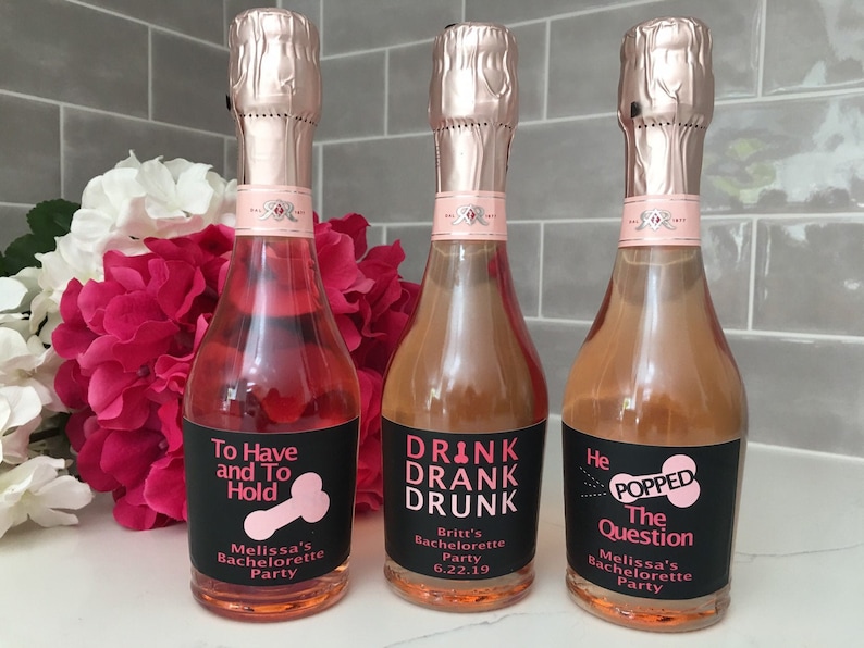 Hen Party Favor Bachelorette Party Favor Champagne Bachelorette Mini Champagne Labels Same Penis Forever Penis Mini Champagne Label