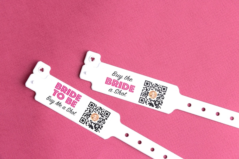 Venmo QR Code Bracelets, Waterproof Wristbands, Bachelorette Party Supplies, Buy the Bride a Drink, Birthday Girl, Venmo Bracelets, QR Favor White