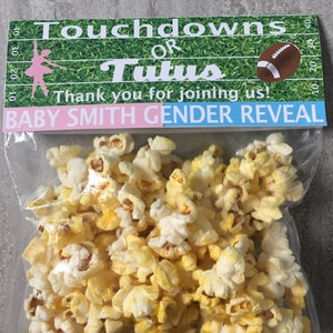 Touchdowns or Tutus Bag Topper, Touchdowns or Tutus Party Favor, Gender Reveal Party Favors, Touchdowns or Tutus, Touchdowns or Tutus Bag image 2