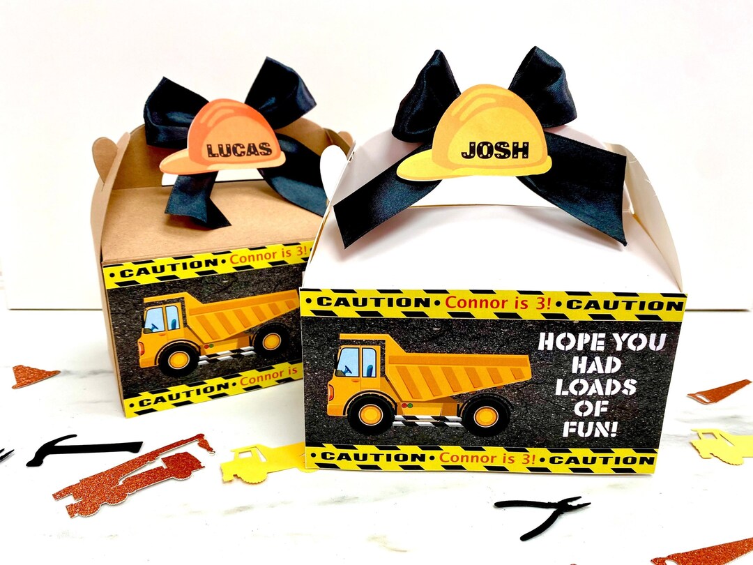 Construction Party Favor Boxes, Construction Favor Bags, Construction