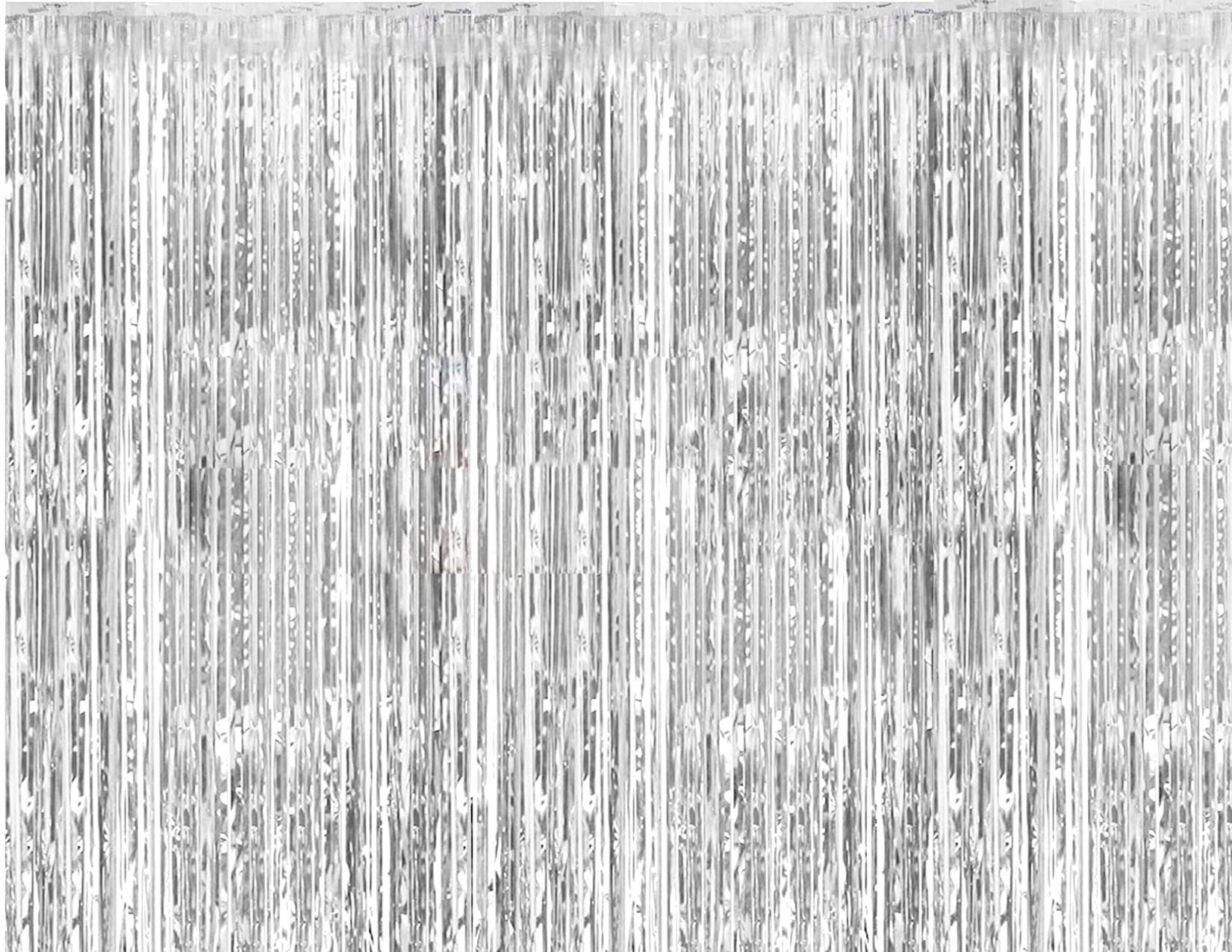 Silver Bachelorette Party Foil Curtains Metallic Fringe Tinsel Birthday Photo Backdrop Bridal Shower Backdrop Sweet 16 Foil