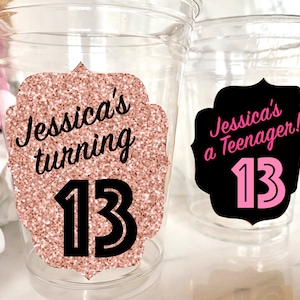 13th Birthday Cups, Thirteenth Birthday Cups, 13th Birthday Party Favor, 13th Bday Cups, Birthday Decor, Party Supplies, Official Teenager