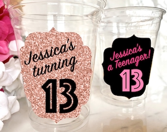13th Birthday Cups, Thirteenth Birthday Cups, 13th Birthday Party Favor, 13th Bday Cups, Birthday Decor, Party Supplies, Official Teenager