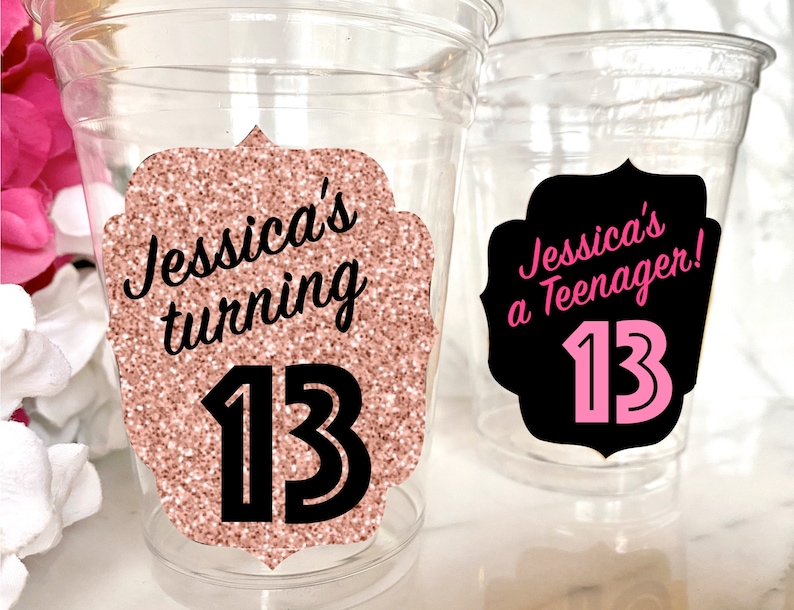 13th Birthday Cups, Thirteenth Birthday Cups, 13th Birthday Party Favor, 13th Bday Cups, Birthday Decor, Party Supplies, Official Teenager